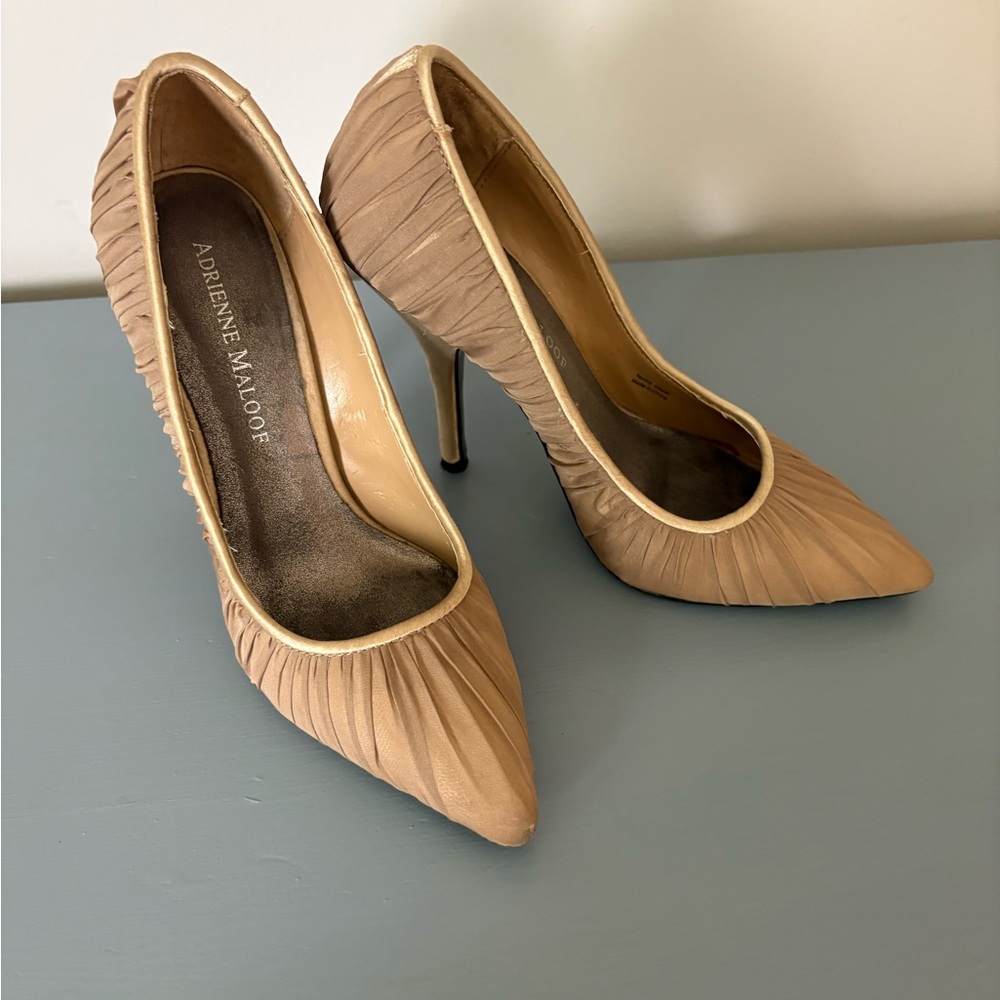 Adrienne Maloof Tan Pumps Pointed Toe Heels
